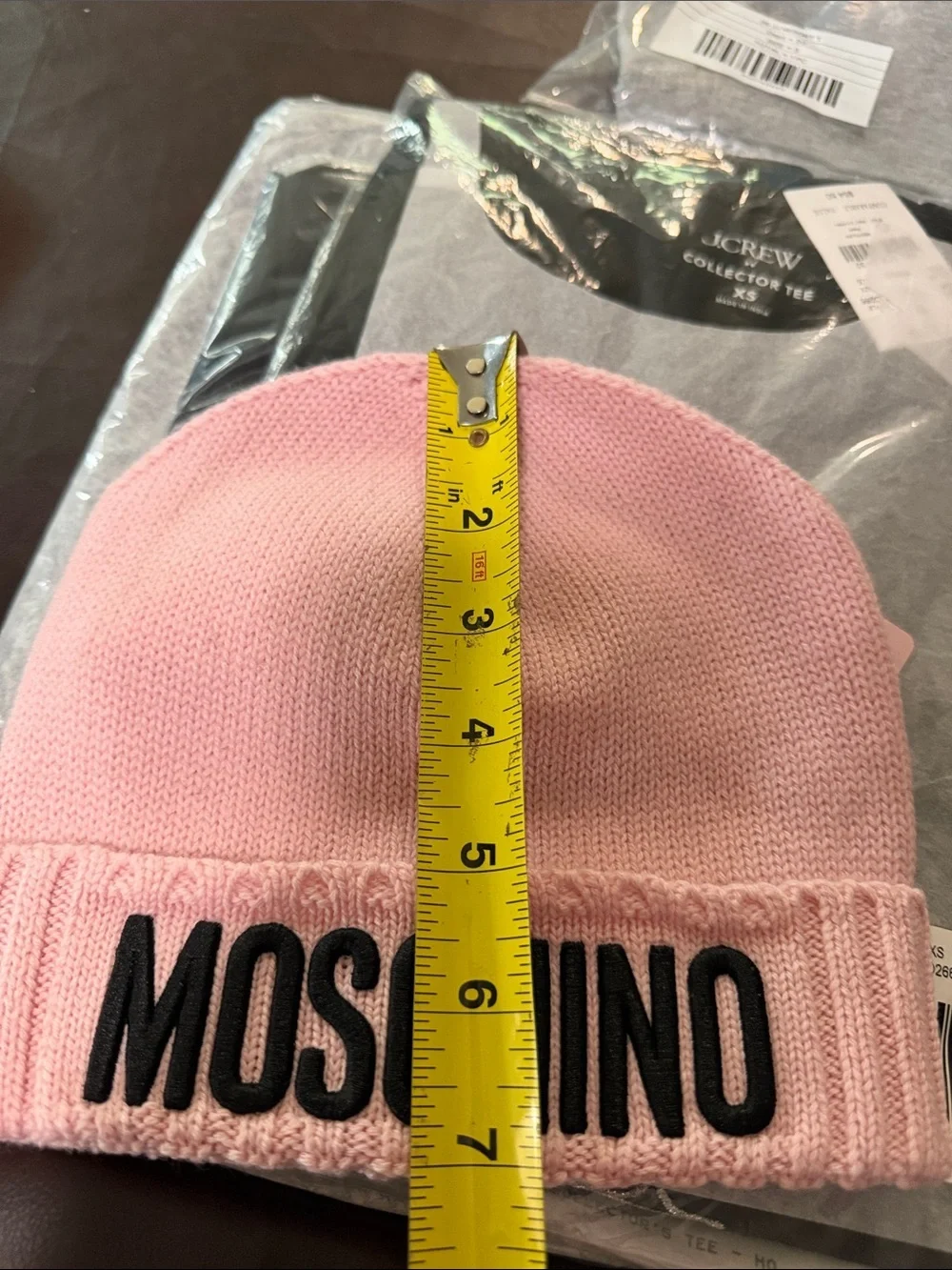 Moschino Pink Knit Beanie with Black Logo Cuff